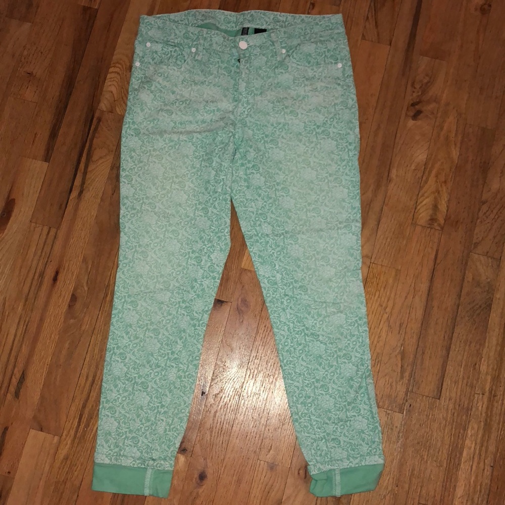 Teal cropped jeans